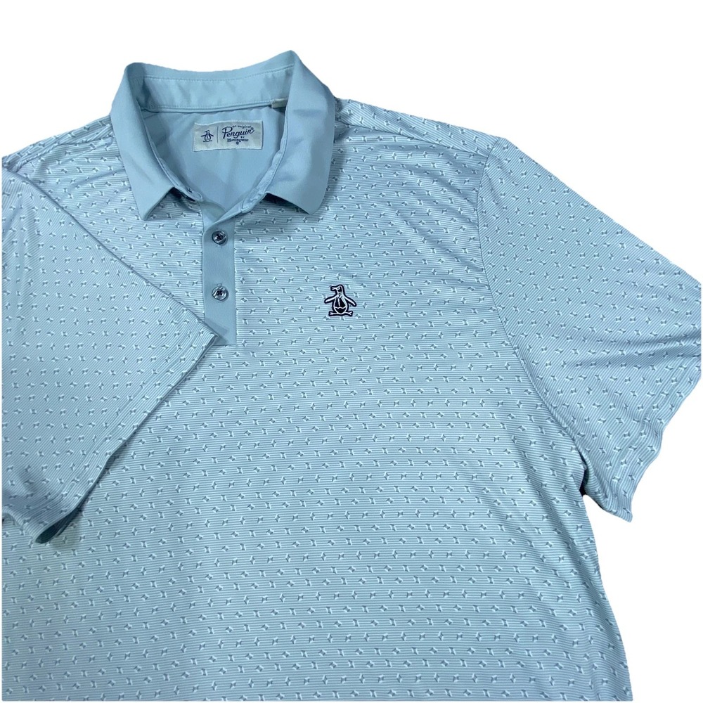 Penguin  Munsingwear Polo Shirt Mens XL Gray Geometric Active Gym Classic Preppy